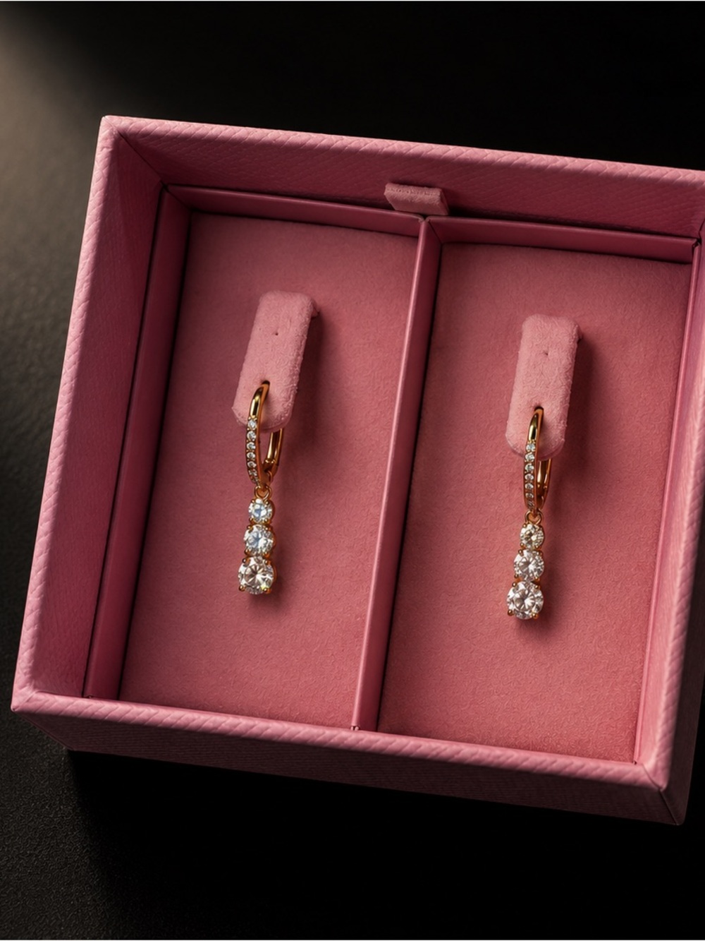 SWAROVSKI ATTRACT TRILOGY DROP DANGLE EARRINGS GOLD TONE CRYSTAL NEW IN BOX - Picture 4 of 6